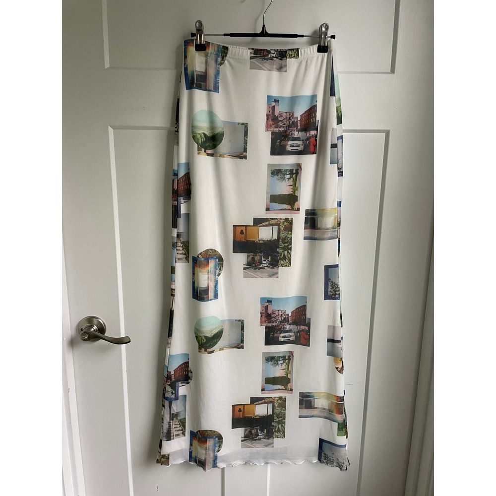 Princess Polly Snapshot Postcard Graphic Mesh Maxi Skirt Size 8 Photo Print
